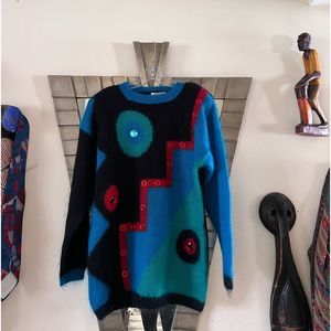 Vintage Extra Energy by De Rotchild 1980s Womens Mohair Graphic Sweater